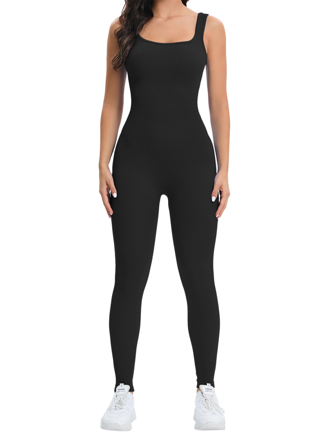 Seamless Ribbed Workout Tank Top - Dames workout naadloze jumpsuit yoga geribbelde