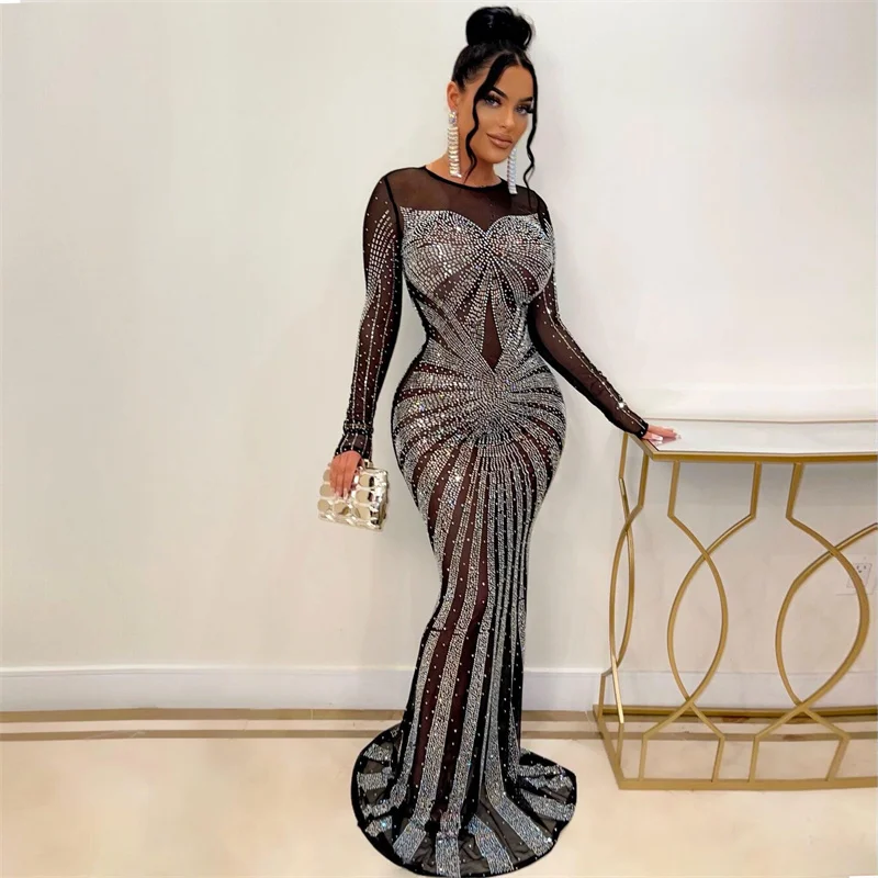 Sexy Sparkly Crystal Rhineston - Sexy Mesh Sheer Bodycon Dress recensie en prijs