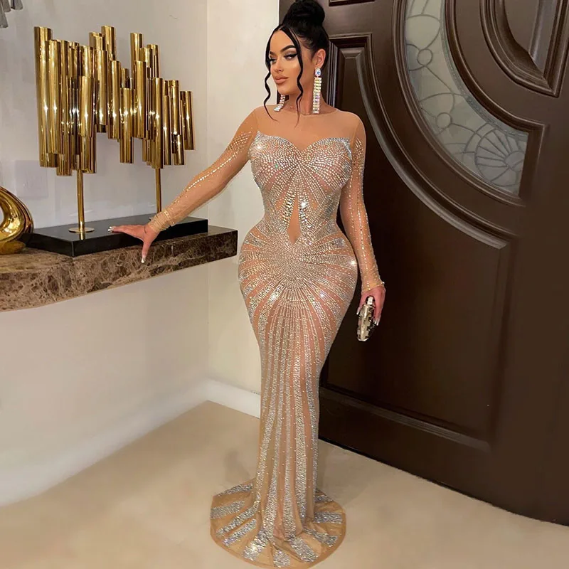 Sexy Sparkly Crystal Rhineston - Sexy Mesh Sheer Bodycon Dress recensie en prijs
