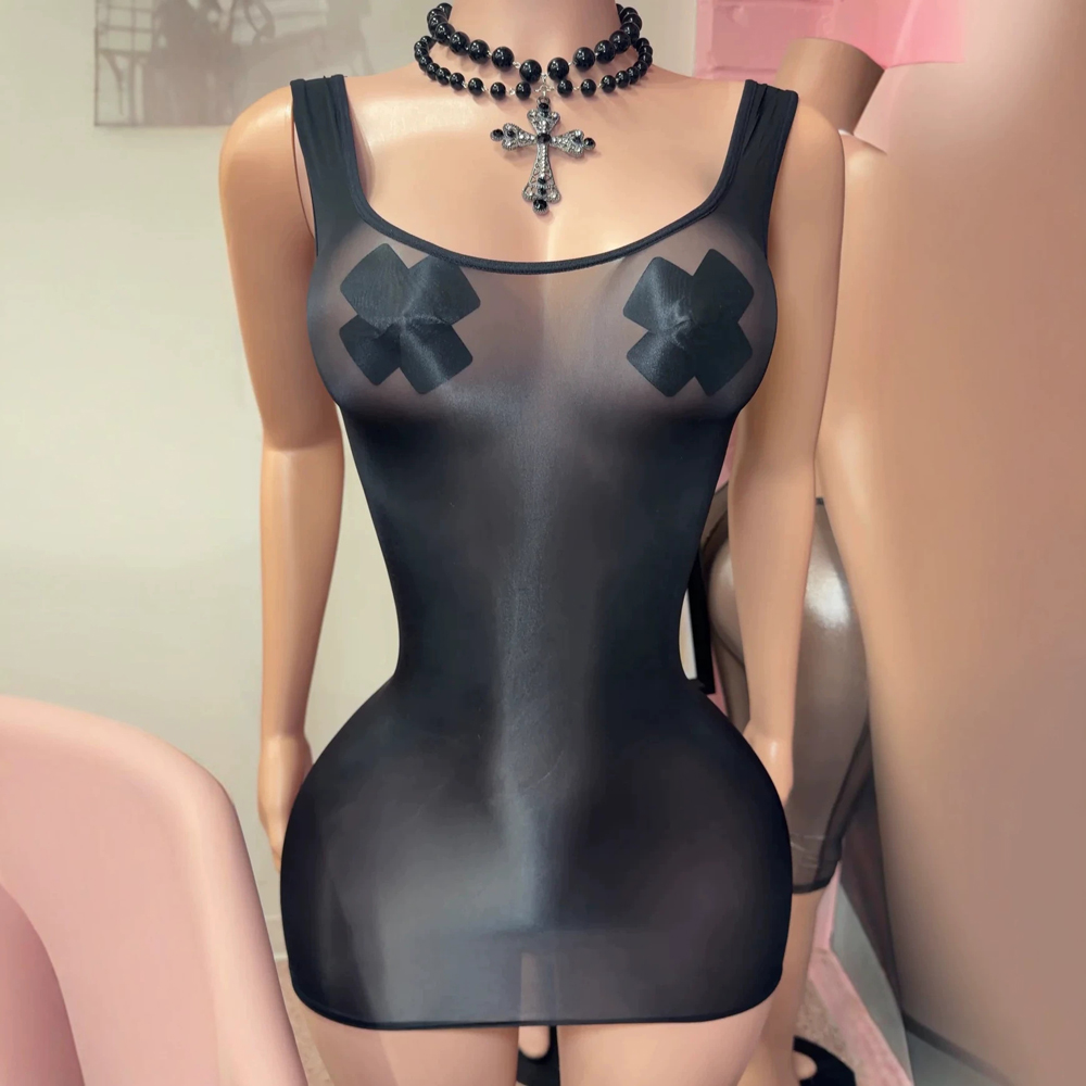 JENYAGE Sexy glanzende doorsch - Sexy Mesh Sheer Bodycon Dress recensie en prijs