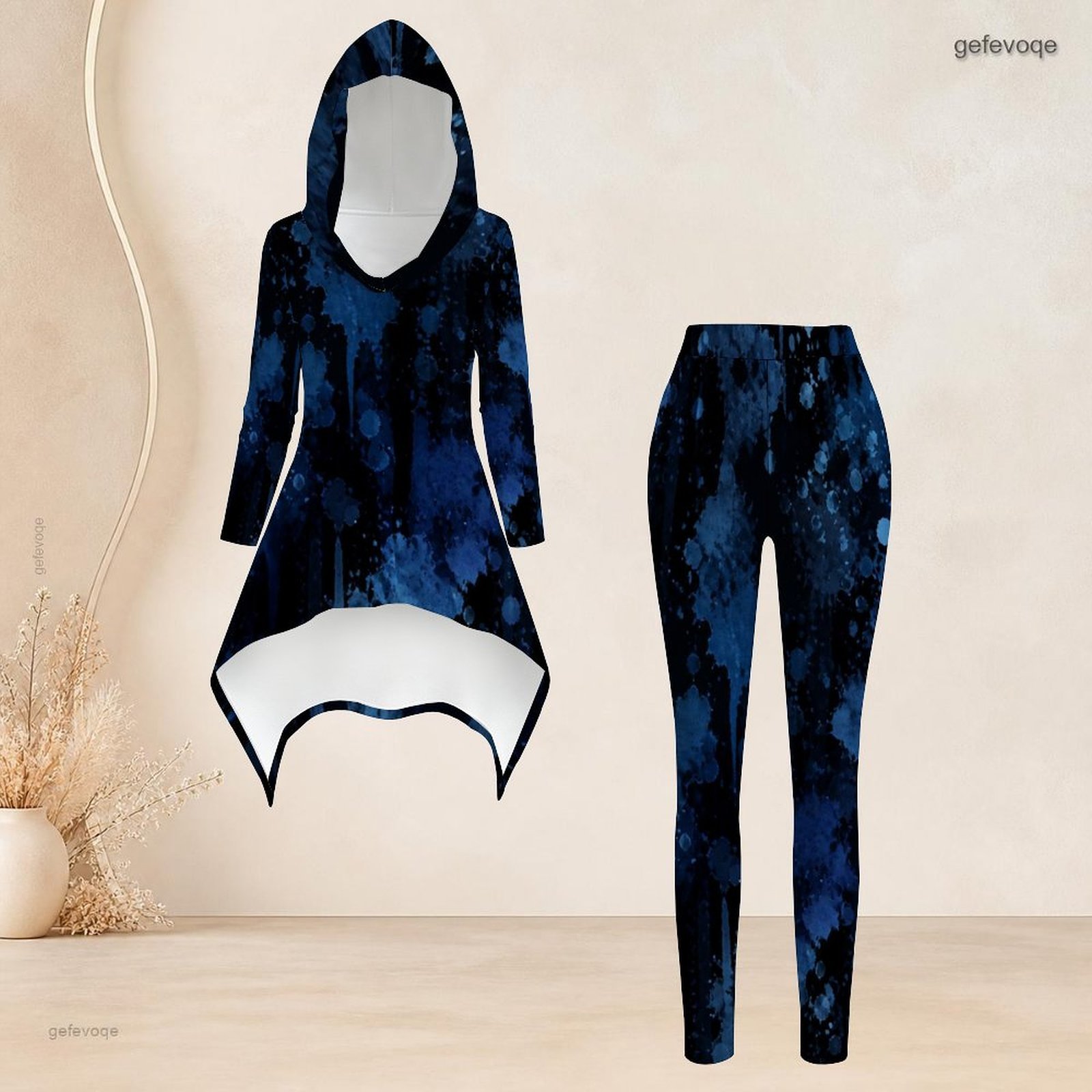 Dames abstract blauw goud gepr - Tops recensie en prijs